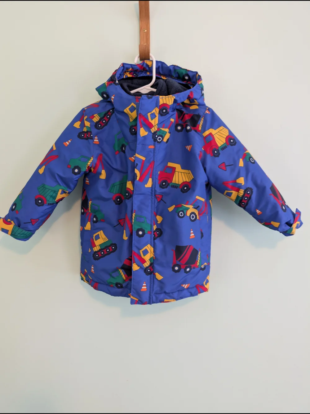 Children's Place Blue Construction Truck Toddler Hooded Jacket - 3T